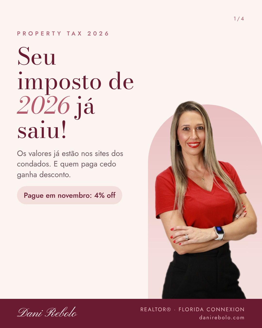Property Tax 2026: desconto por mês